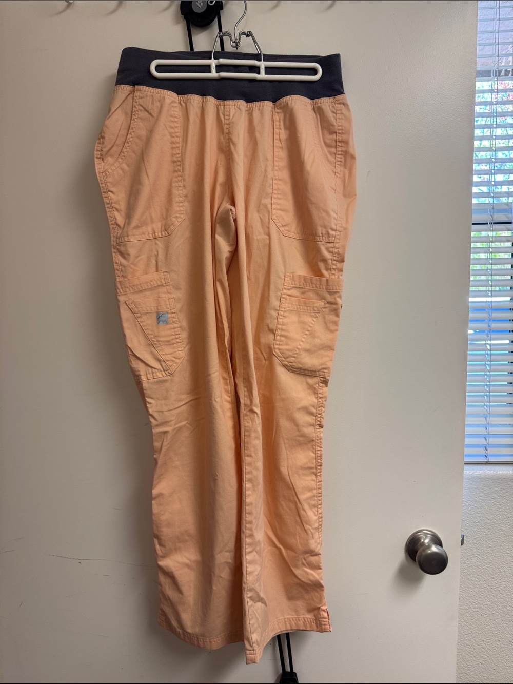 Butter Peach Cargo Scrub Pants with Charcoal Waistband